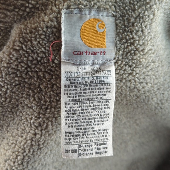 Vintage Y2K Carhartt Jacket XL Brown C61 Sandstone Sherpa Lined Coat Sunfade - Picture 8 of 16